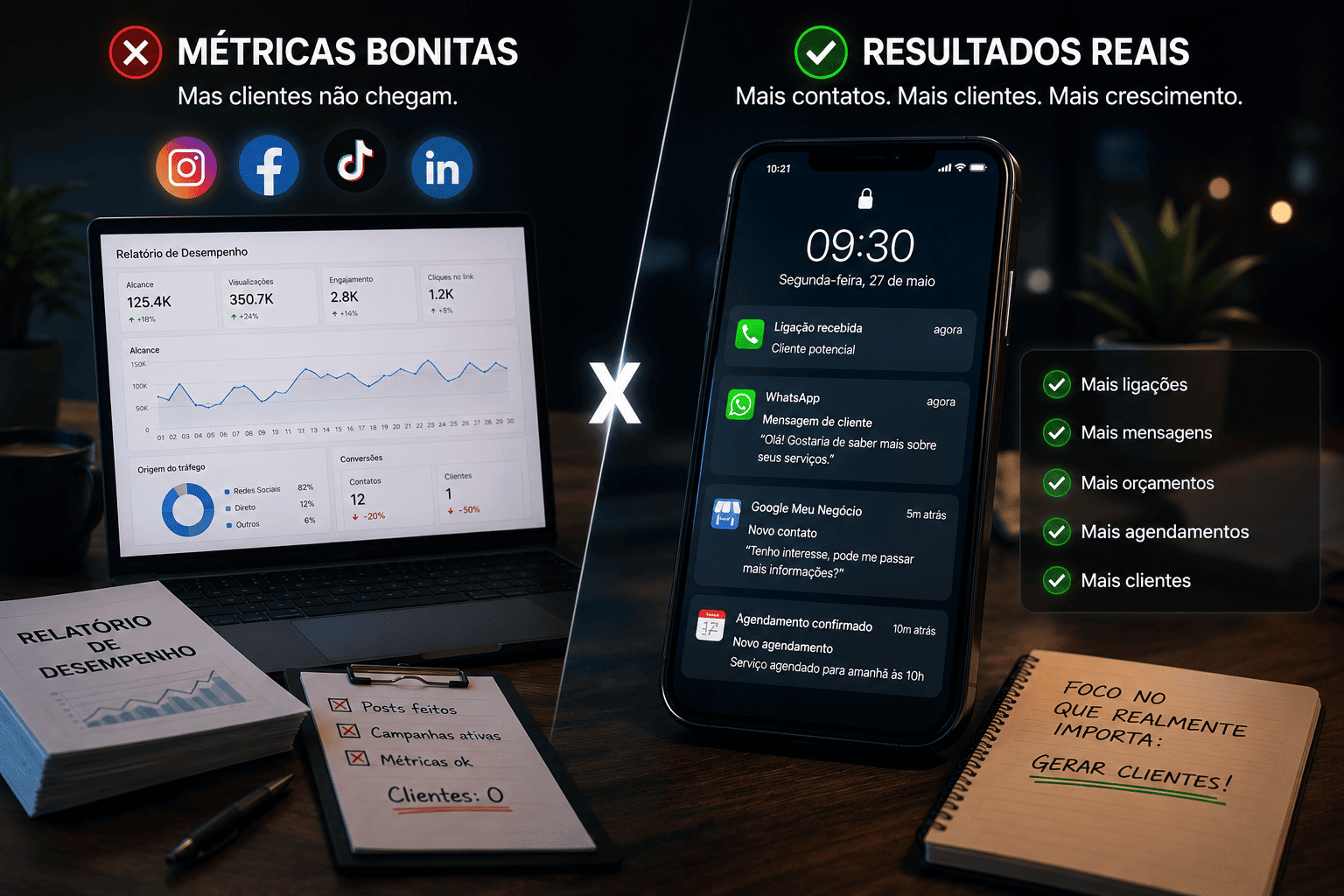 Métricas bonitas x Resultados reais